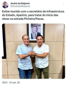 Prefeito André da RalpNet e secretário de Infraestrutura do Estado Aparício Bandeira, alinham últimos detalhes para o início da obra da nova avenida Pinheiro/Pacas