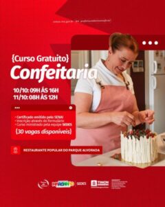 Prefeitura de Timon oferta 90 vagas em cursos gratuitos de panificação, salgados e confeitaria