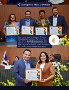 Deputado Josimar Maranhãozinho recebe Título de Cidadão Igarapeense durante sessão solene especial dos 30 anos de Igarapé do Meio