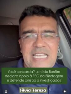 Você concorda? Lahésio Bonfim declara apoio à PEC da Blindagem e defende anistia a investigados