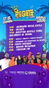 Prefeitura de Cedral divulga programação oficial para a 38ª Regata de Outeiro, confira