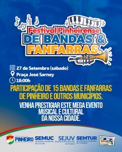 Acontece neste sábado (27), o 1º Festival de Bandas e Fanfarras da gestão Reconstruir e Avançar na praça Sarney