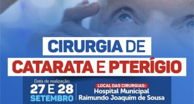 Ainda dá tempo de agendar cirurgia de catarata e pterígio em Lago dos Rodrigues