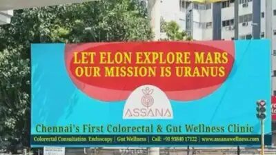 Outdoor de clínica na Índia faz piada com Elon Musk e viraliza nas redes sociais