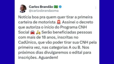 Brandão assina decreto que autoriza CNH gratuita no Maranhão