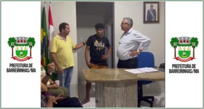 Prefeito de Barreirinhas, Dr. Amílcar Rocha, recebe o jogador de Beach Soccer Marceone