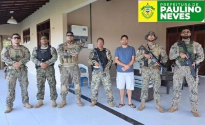 Prefeito Raimundo Lidio, recebe a equipe do Centro Tático Aéreo em Paulino Neves