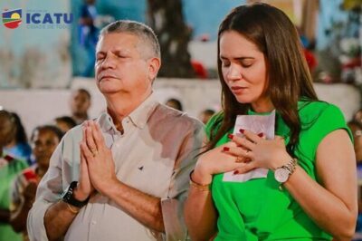 Prefeito Walace e a esposa participam da abertura do Festejo de Nossa Senhora da Conceição em Icatu