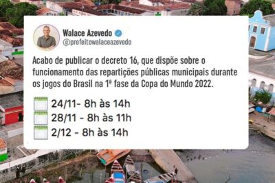 O prefeito de Icatu, Walace Azevedo lança decreto sobre funcionamento de expediente no periodo da copa