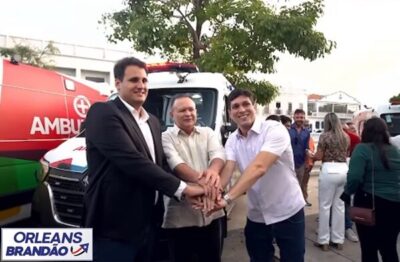 Orleans Brandão, junto com o governador Carlos Brandão, realizam a entrega de 17 ambulâncias novinhas