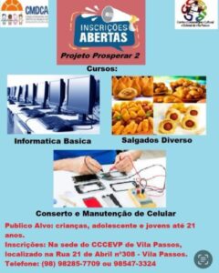Foco no Coletivo: Centro Comunitário da Vila Passos abre inscrições para diversos.