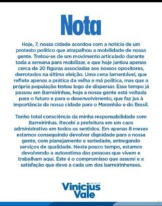 VÍDEO: PROTESTO DE CARÁTER POLÍTICO ATRAPALHA MOBILIDADE EM BARREIRINHAS