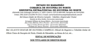 Estado do Maranhão – Comarca de Sucupira do Norte: Serventia Extrajudicial de Sucupira do Norte – JM