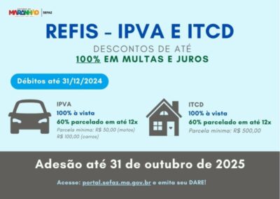 Maranhão lança Refis 2025 para IPVA e ITCD com descontos de até 100% em juros e multas
