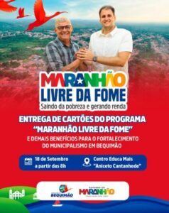 Prefeito Zé Martins e Orleans Brandão entregam cartões do programa “Maranhão Livre da Fome” aos beneficiários de Bequimão