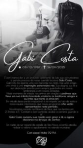 Morre Gabi Costa, locutora da 92 FM, aos 38 anos
