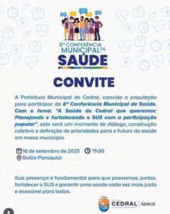 8ª Conferência Municipal de Saúde de Cedral do Maranhão acontece no próximo dia 18
