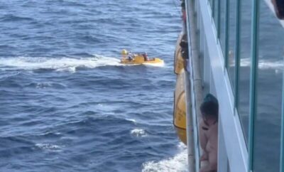 Mulher cai de cruzeiro e é salva após operação de resgate de 45 minutos