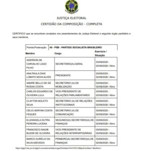Justiça Eleitoral oficializa novo comando do PSB maranhense…