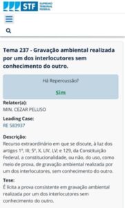 “É lícita a prova consistente em gravação ambiental”, diz STF; análise desmonta tese de ‘espionagem’ no MA
