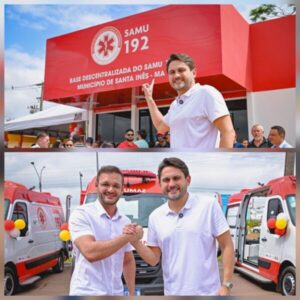 Juscelino Filho entrega nova base do SAMU, ambulâncias e estrada em povoado em Santa Inês