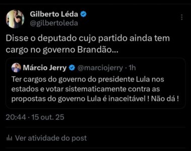 A usual incoerência comunista de Márcio Jerry