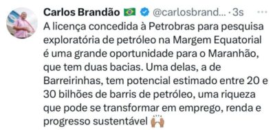 Brandão celebra licença do Ibama para exploração na Margem Equatorial e destaca potencial de 30 bilhões de barris em Barreirinhas
