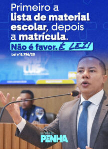 Projeto de Penha define prazo para divulgação de listas de material escolar