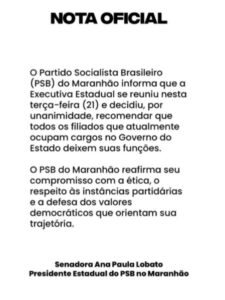 Crise dos áudios: PSB oficializa saída do governo Carlos Brandão