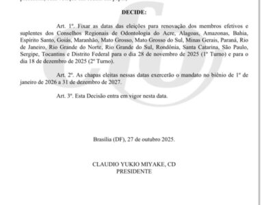 Eleições dos Conselhos Regionais de Odontologia 2025: datas oficiais são definidas pelo CFO