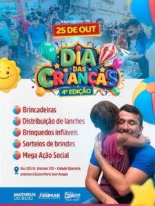 Dia das Crianças será celebrado com grande festa em Cidade Operária