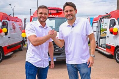 Juscelino entrega nova base do SAMU, ambulâncias e estrada em Santa Inês