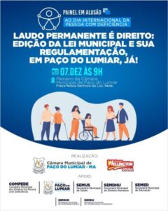 Paço do Lumiar: câmara realizará painel em alusão ao dia da pessoa com deficiência