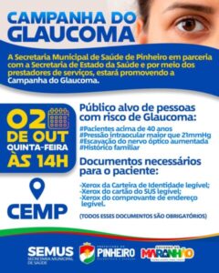 Em parceria com o Governo do Estado, Prefeitura de Pinheiro realiza Campanha do Glaucoma nesta quinta-feira (02)
