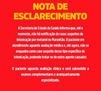 Secretaria de Saúde descarta caso suspeito de intoxicação por metanol no Maranhão