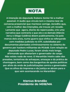 “O Maranhão inteiro sabe das chantagens e ameaças”, diz Marcus Brandão sobre guerra política no Estado