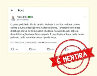 Flávio Dino desmente post fake sobre operação no Rio de Janeiro