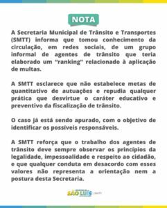 SMTT apura suposto ‘ranking de multas’ entre agentes de trânsito em São Luís
