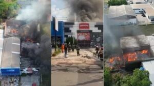 Incêndio destrói cinema e atinge loja em Santa Inês; bombeiros mobilizam grande operação