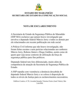 Secretaria de Segurança pede direito de resposta ao Blog do Filipe Mota e nega investigação contra deputados