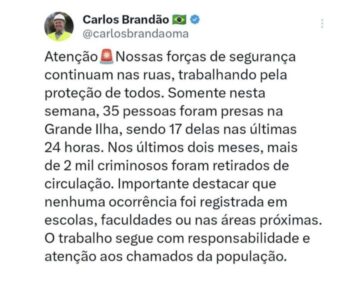 Brandão informa reforço das operações de segurança pública e amplia número de prisões