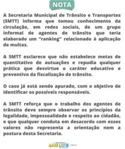 SMTT investiga suposto “ranking de multas”