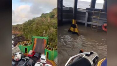 Após manobra equivocada, ferry Cidade de Araioses fica encalhado
