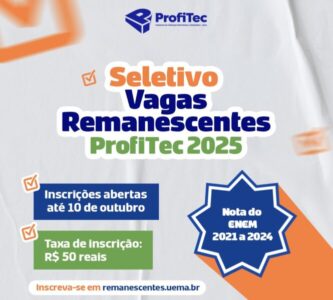 Inscrições para o Seletivo de Vagas Remanescentes ProfiTec 2025 encerram sexta-feira (10)