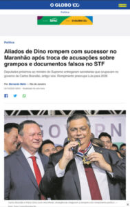 Crise entre Dino e Brandão ganha destaque no jornal O Globo