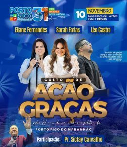 Prefeitura de Porto Rico do Maranhão, promove grande culto em ação de graças pelos 31 anos de emancipação política do Município