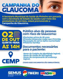 Em parceria com o Governo do Estado, Prefeitura de Pinheiro realiza Campanha do Glaucoma nesta quinta-feira (02)