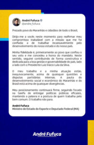 Eleito com apoio de Bolsonaro, André Fufuca se mostra completamente perdido em nota