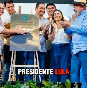Senador WEVERTON, Prefeito RILDO AMARAL, Orleans BRANDÃO, Governador BRANDÃO ao lado do povo recebem o Presidente LULA em IMPERATRIZ.