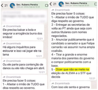 Deputado exibe prints atribuídos a suposto desembargador federal com exigências a Brandão